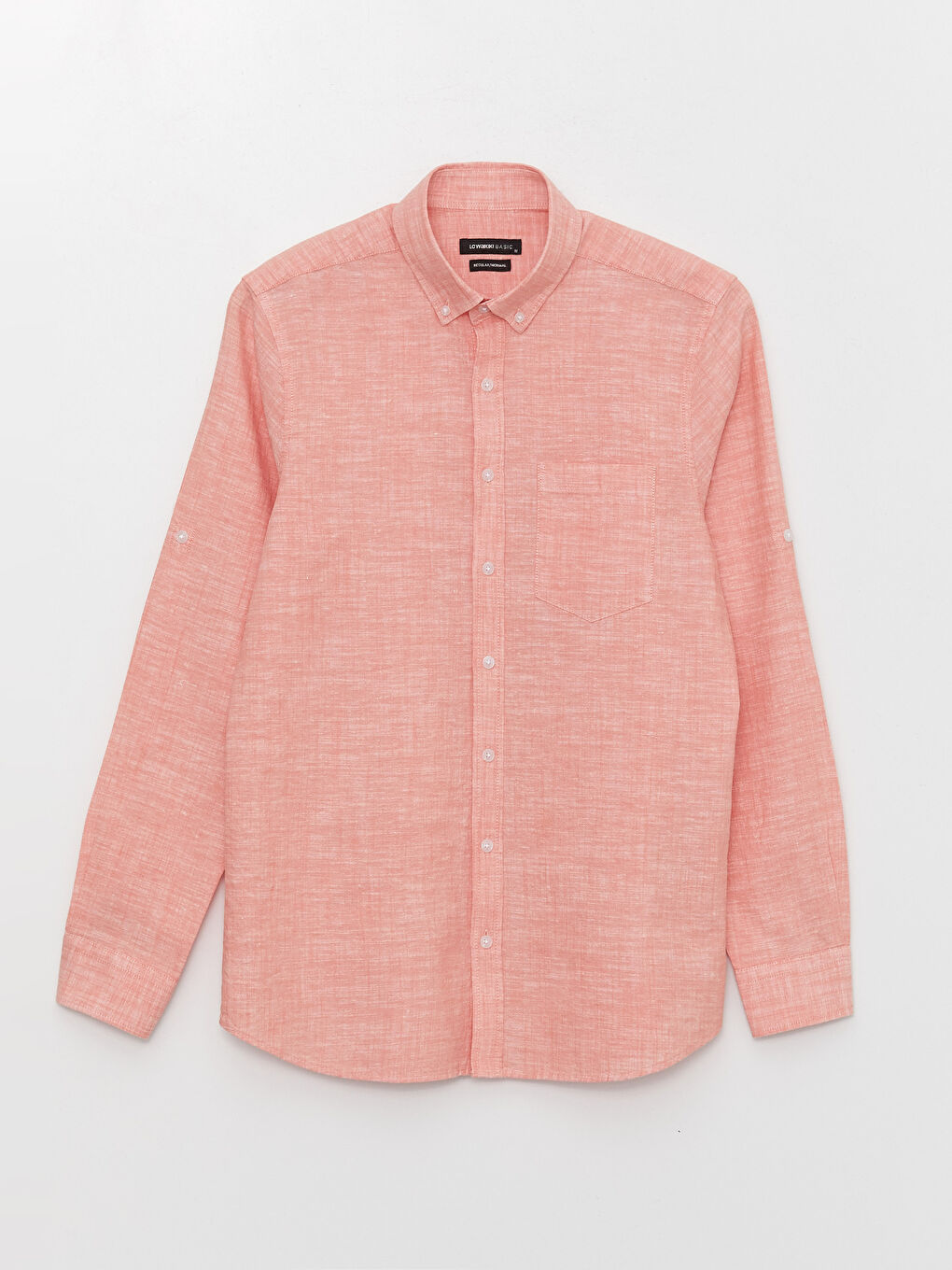 Regular Fit Long Sleeve Linen Blend Men's Shirt-5