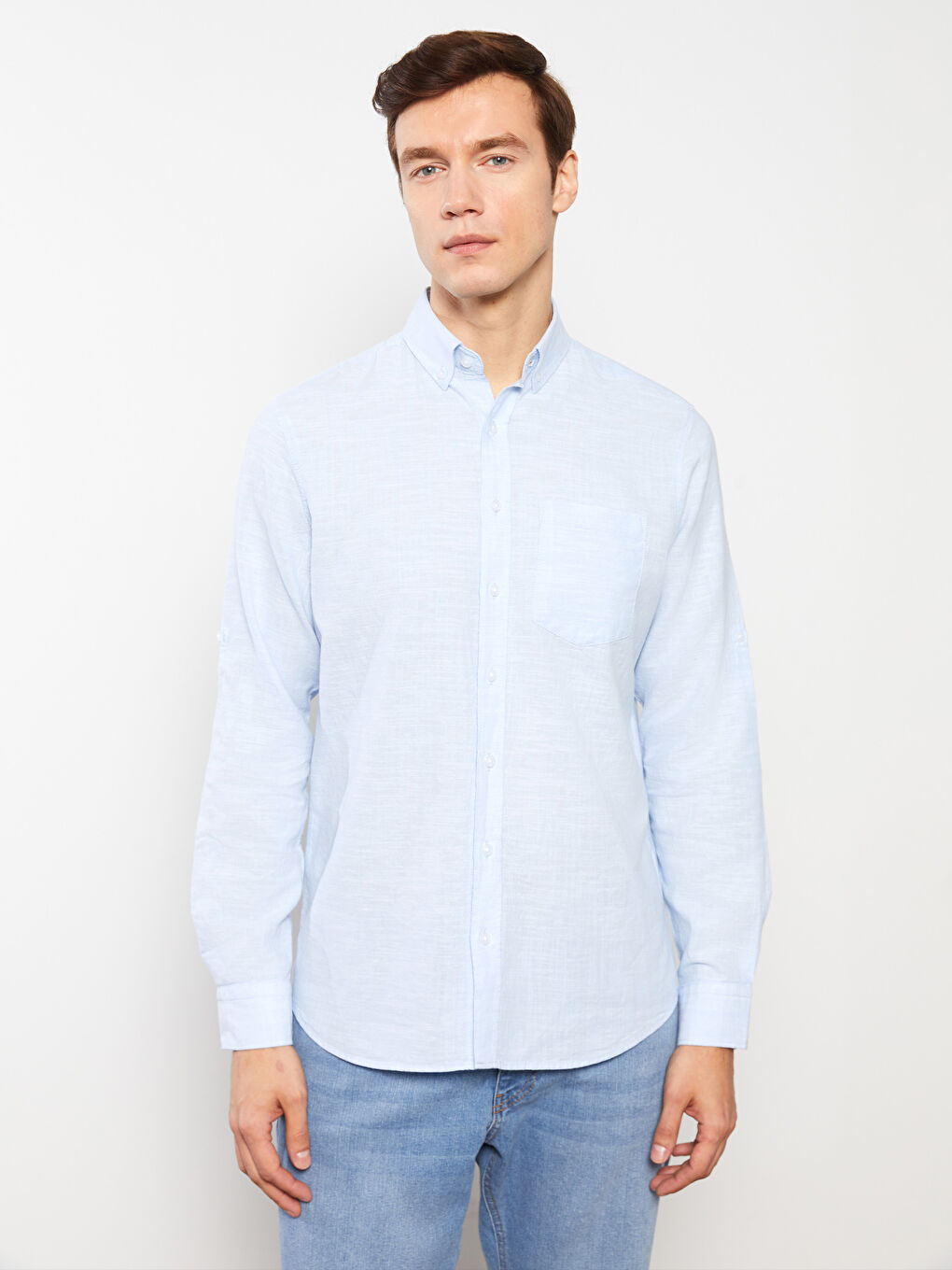LCWAIKIKI Classic Regular Fit Langarm Leinenmischung Herrenhemd -S30086Z8-CUN