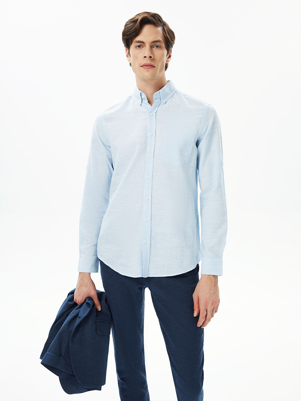 LCWAIKIKI Classic Regular Fit Langarm Leinenmischung Herrenhemd -S30086Z8-CUN