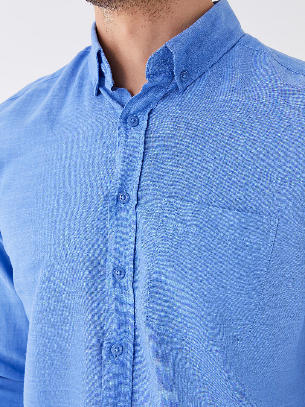 LCWAIKIKI Classic Regular Fit Long Sleeve Linen Blend Men's Shirt -S30086Z8-CX3