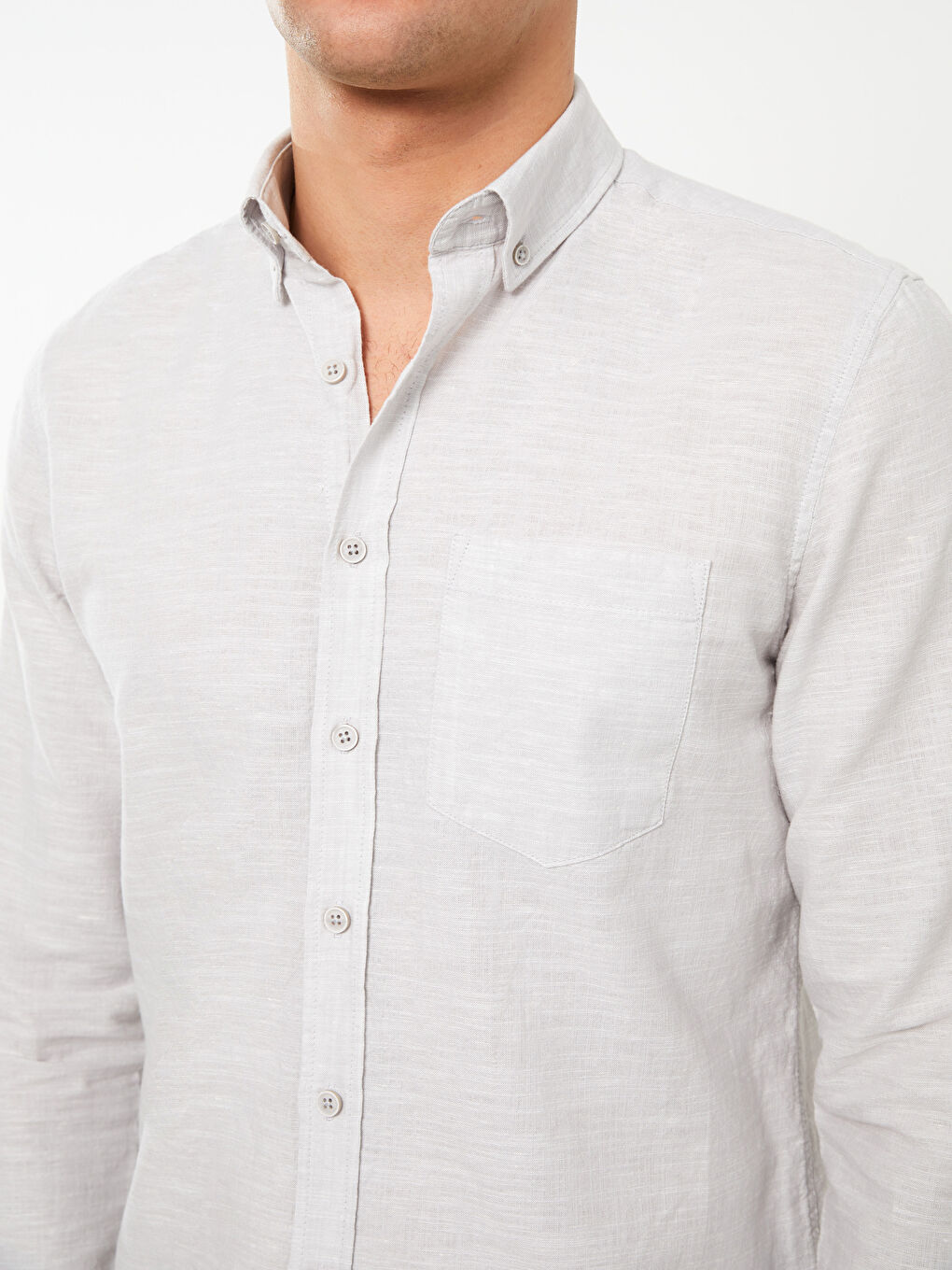 Regular Fit Long Sleeve Linen Blend Men's Shirt-3