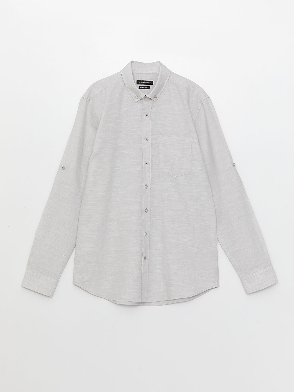 Regular Fit Long Sleeve Linen Blend Men's Shirt-5