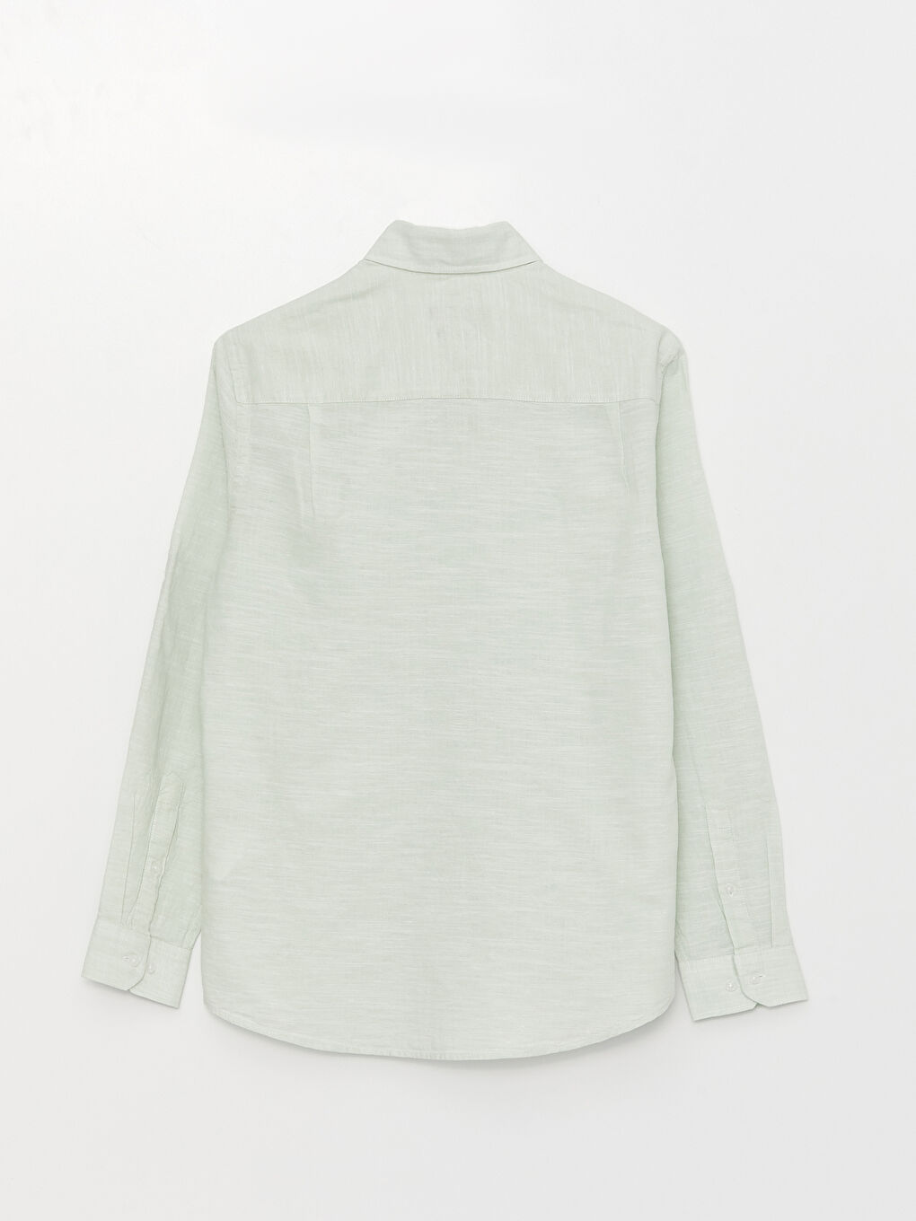 Yeşil Regular Fit Uzun Kollu Keten Karışımlı Erkek Gömlek-6