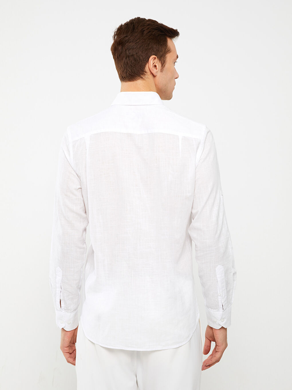 Regular Fit Long Sleeve Linen Blend Men's Shirt -S30086Z8-Q6K