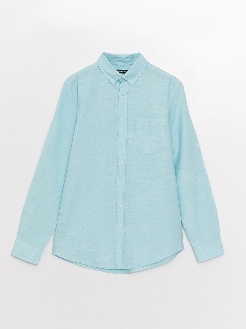 Turkuaz Regular Fit Uzun Kollu Keten Karışımlı Erkek Gömlek-5