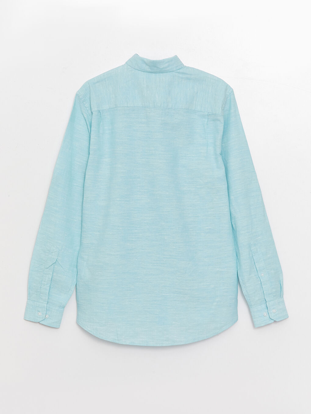 Turkuaz Regular Fit Uzun Kollu Keten Karışımlı Erkek Gömlek-6