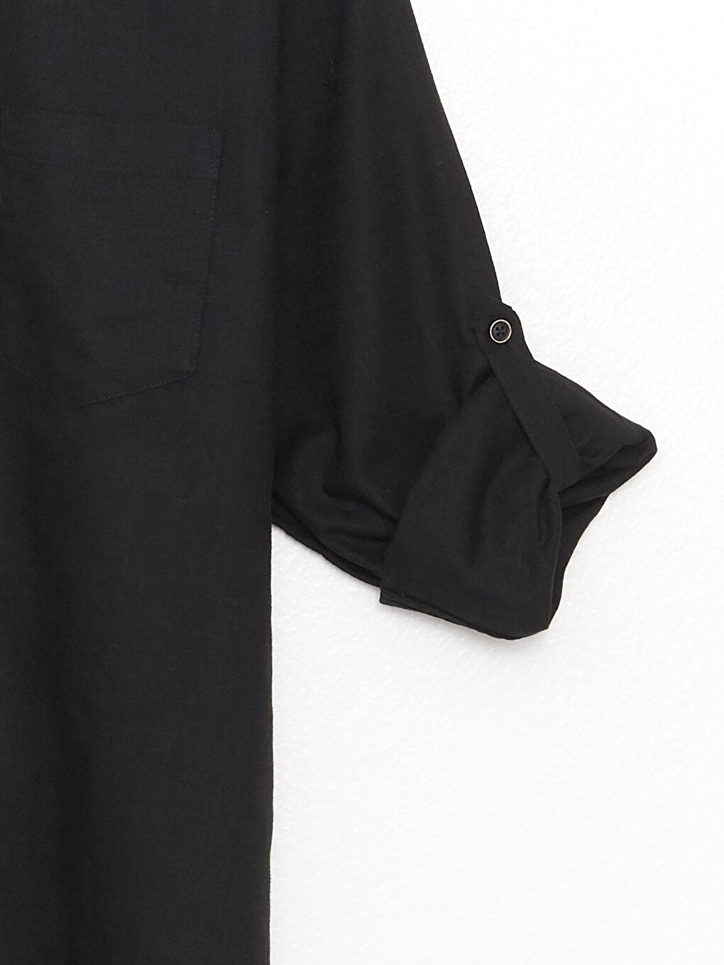 Siyah Regular Fit Uzun Kollu Keten Karışımlı Erkek Gömlek-6