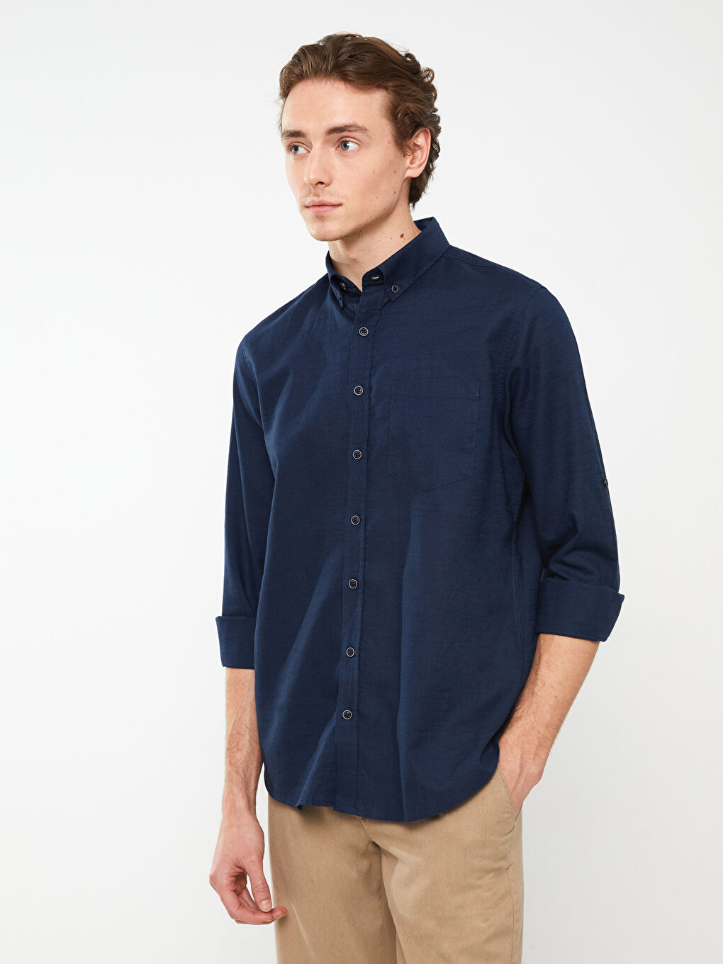 Košulja za muškarce Regular Fit, dugih rukava, od mešavine lana -S30086Z8-S48