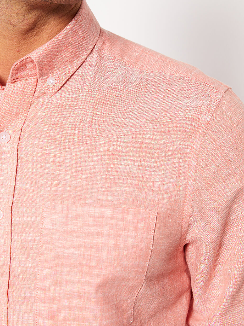 Regular Fit Long Sleeve Linen Blend Men's Shirt-3