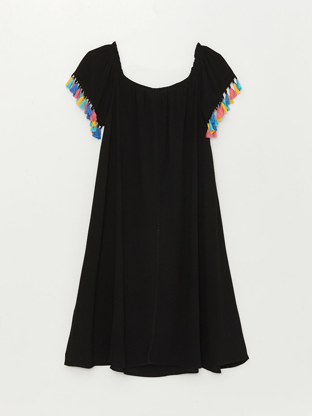 Slash Neck Tassel Detailed Women's Beach Dress -S30087Z8-CVL