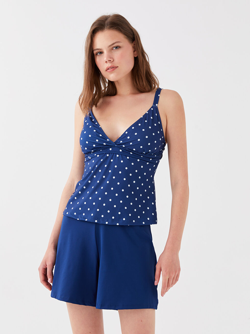 V-Neck Polka Dot Suspended Women's Swimming Suit -S30099Z8-LSJ