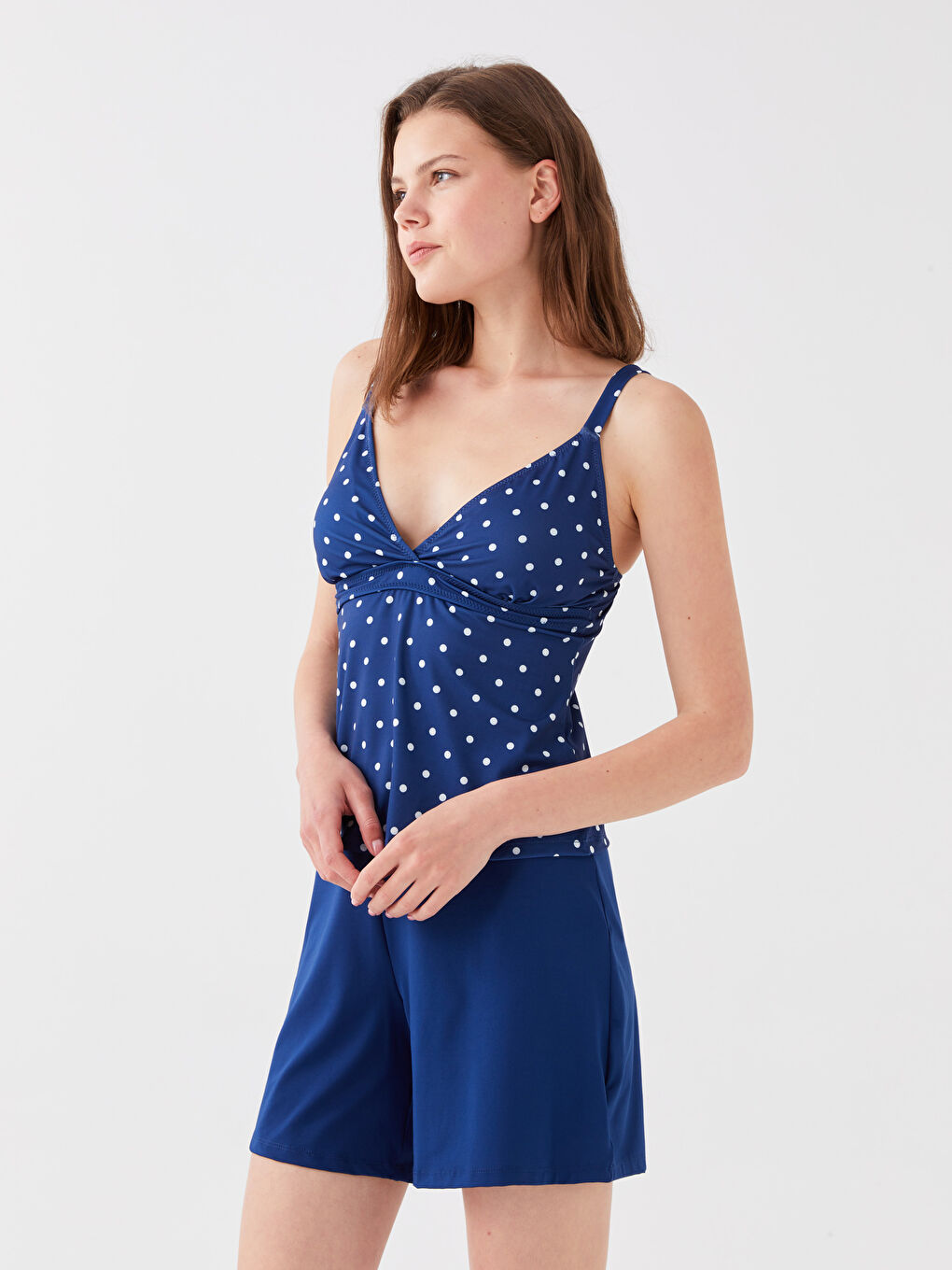 V-Neck Polka Dot Suspended Women's Swimming Suit -S30099Z8-LSJ