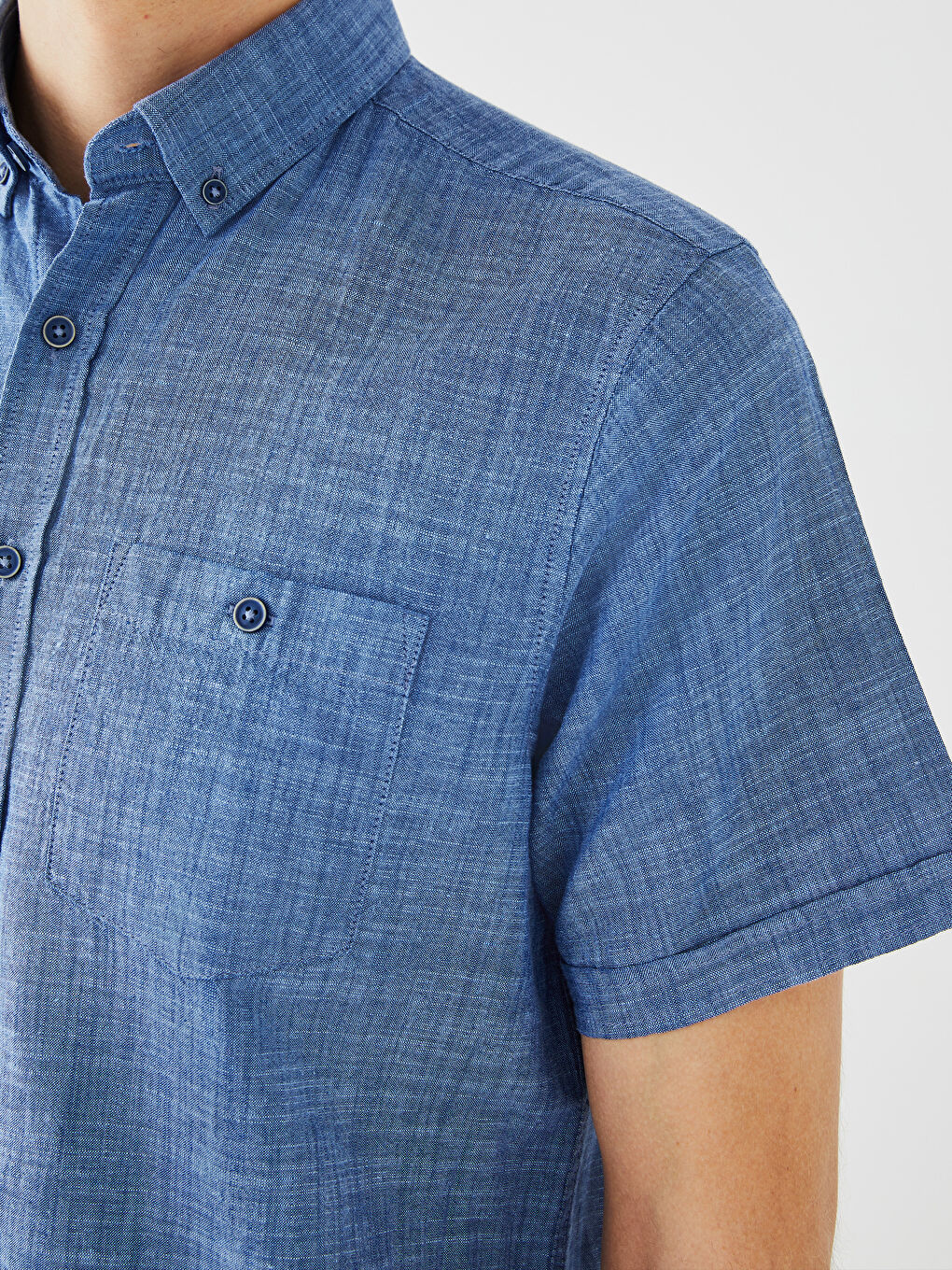 LCWAIKIKI Basic Regular Fit Short Sleeve Linen Blend Men's Shirt -S30111Z8-CS6