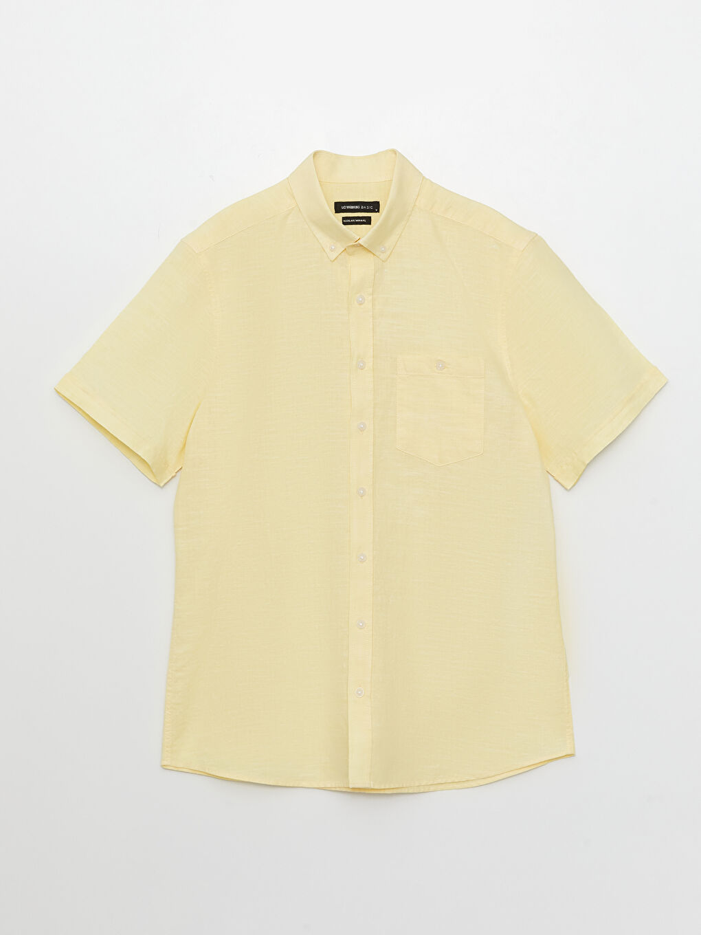 قميص رجالي كم قصير بقماش خليط كتان بقصة عادية-7