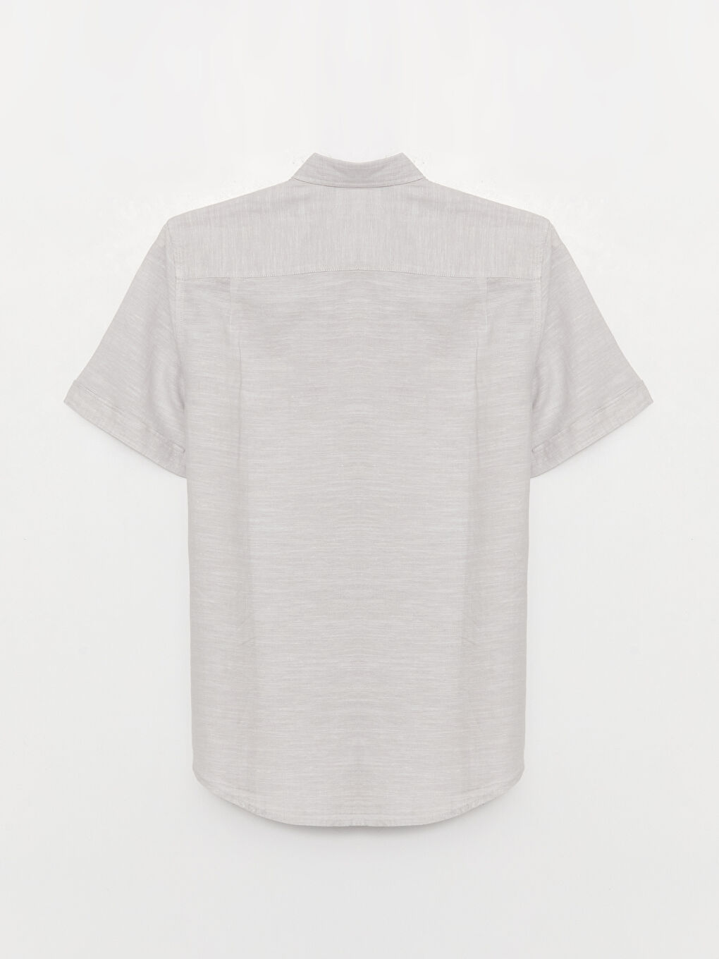 Gri Regular Fit Kısa Kollu Keten Karışımlı Erkek Gömlek-6