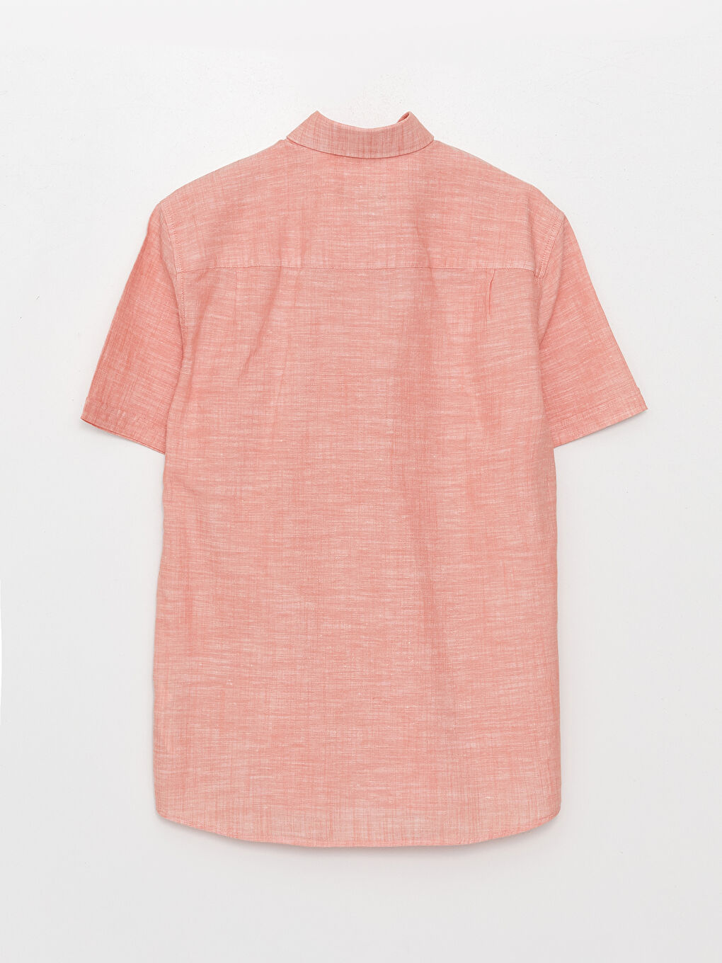 Turuncu Regular Fit Kısa Kollu Keten Karışımlı Erkek Gömlek-6