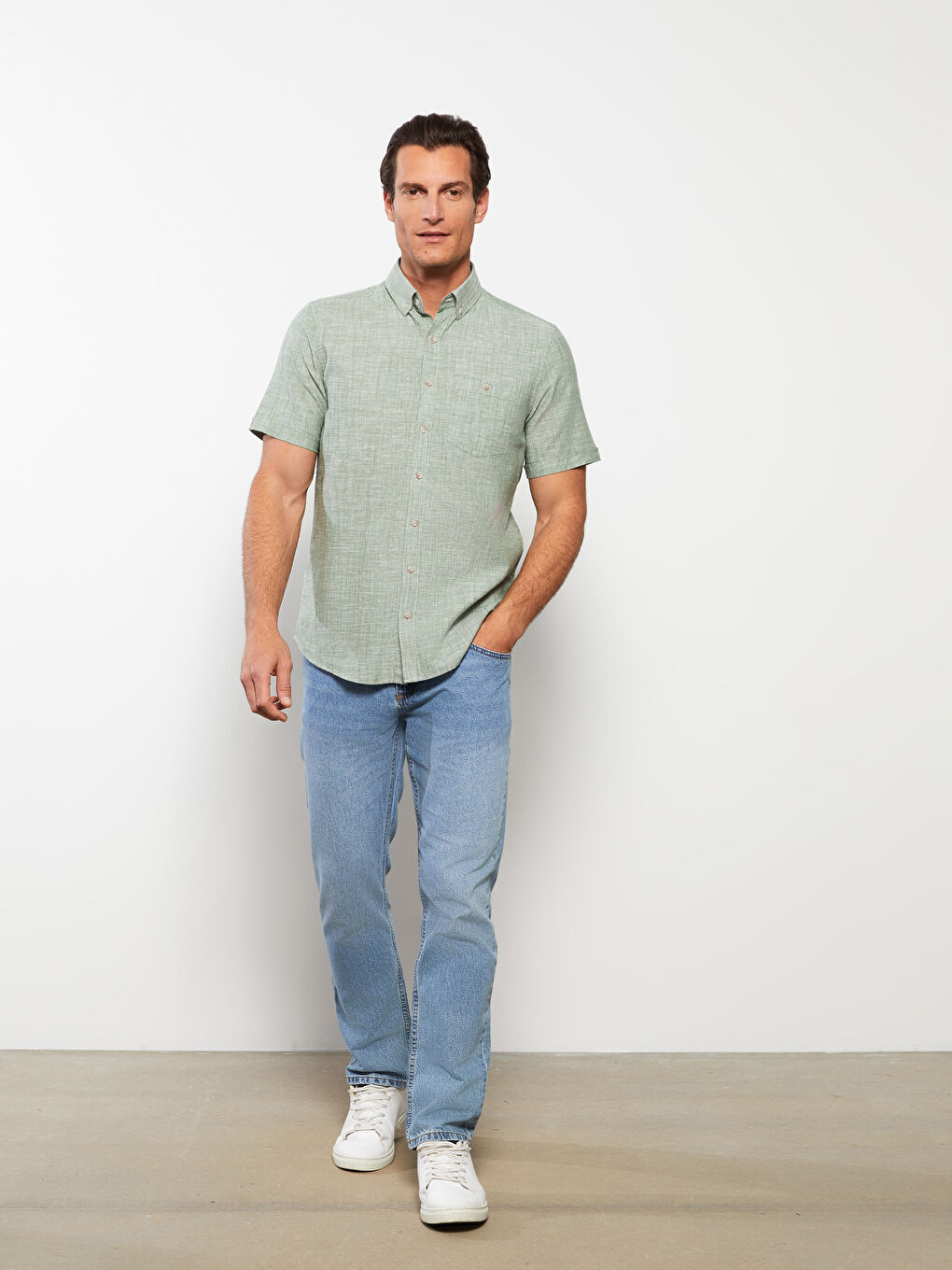 LC Waikiki Regular Fit Short Sleeve Linen Blend Men's Shirt -S30111Z8-EAW