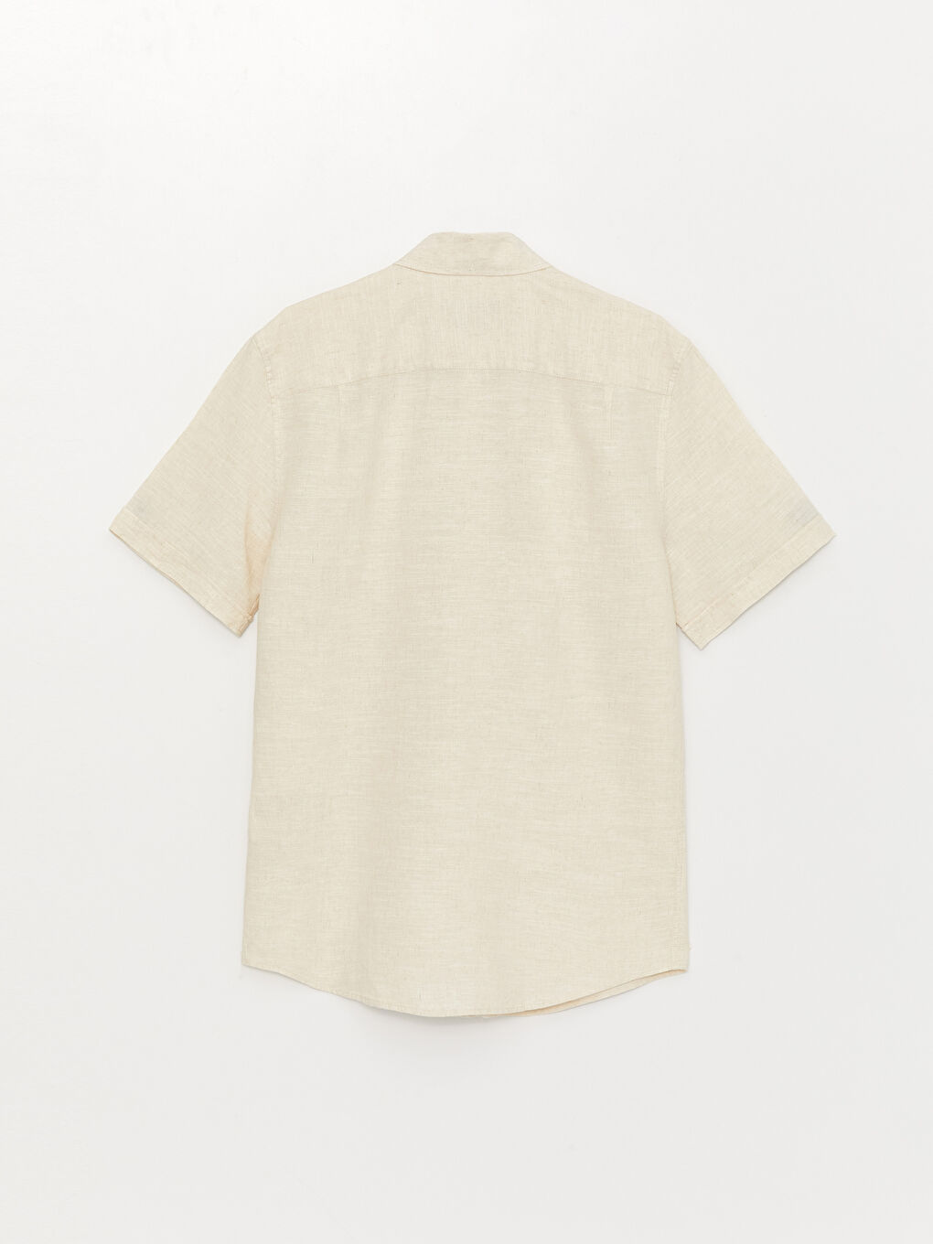 LCWAIKIKI Basic Bej Regular Fit Kısa Kollu Keten Karışımlı Erkek Gömlek - 6