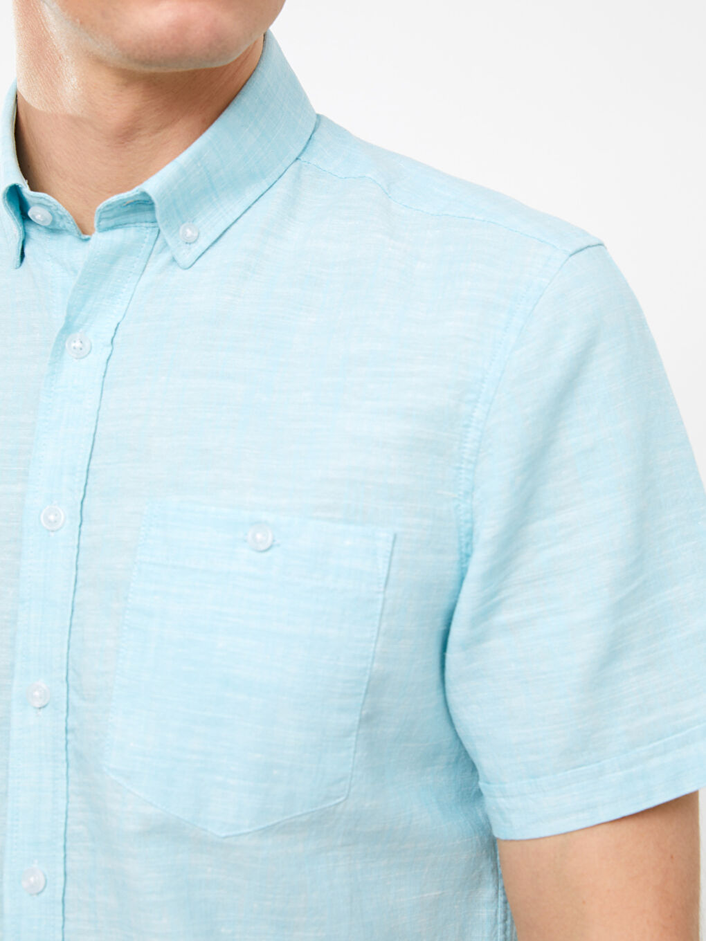 Regular Fit Short Sleeve Linen Blend Men's Shirt-3