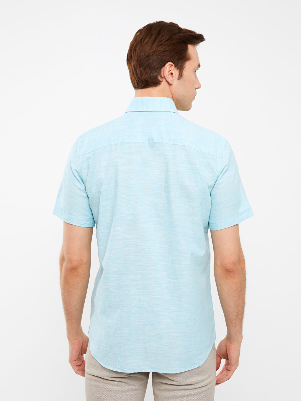 Regular Fit Short Sleeve Linen Blend Men's Shirt-4