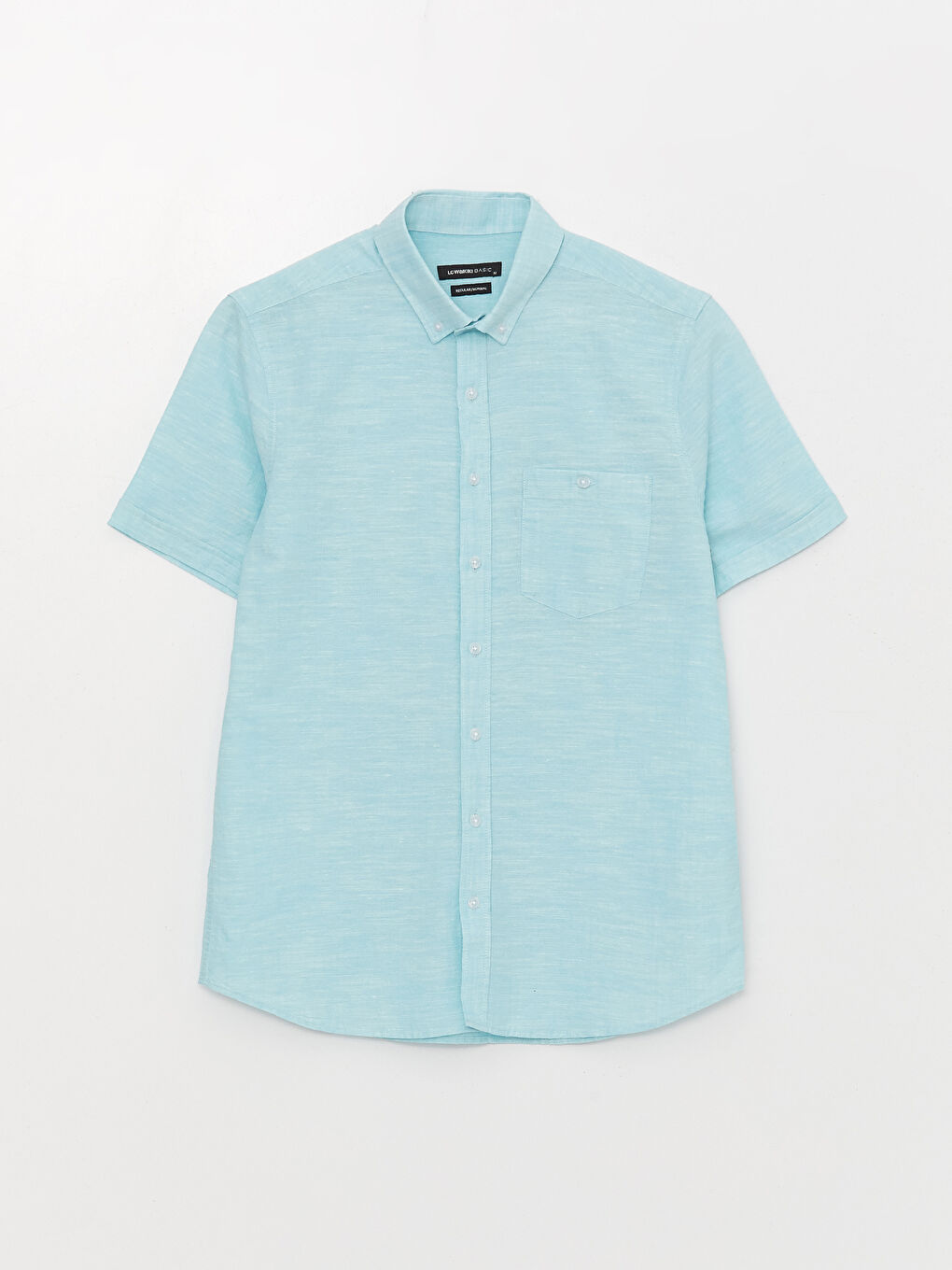 Regular Fit Short Sleeve Linen Blend Men's Shirt-5