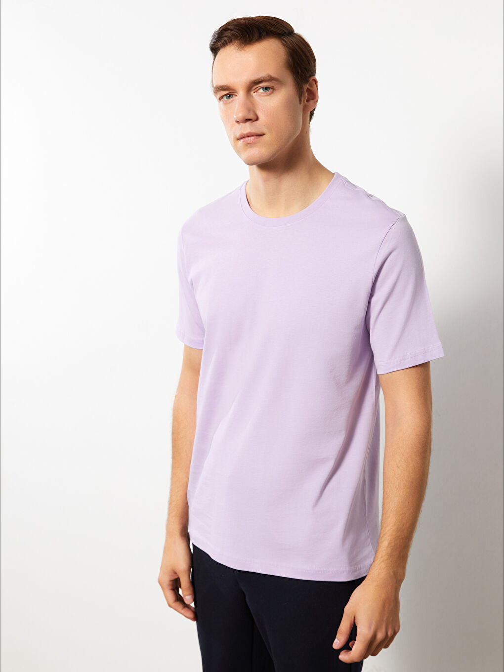 Tricou pentru Bărbați din Jerseu cu Guler Rotund-1