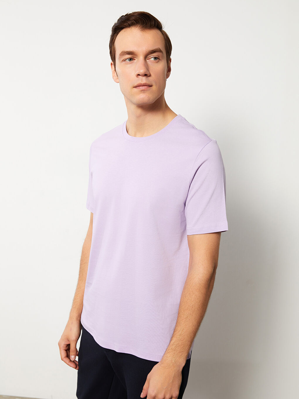 Tricou pentru Bărbați din Jerseu cu Guler Rotund-2