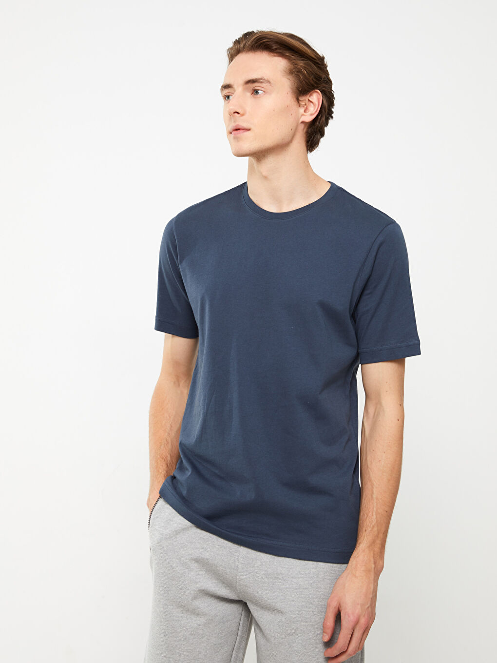 Crew Neck Short Sleeve Combed Cotton Men's T-shirt -S30113Z8-M0B
