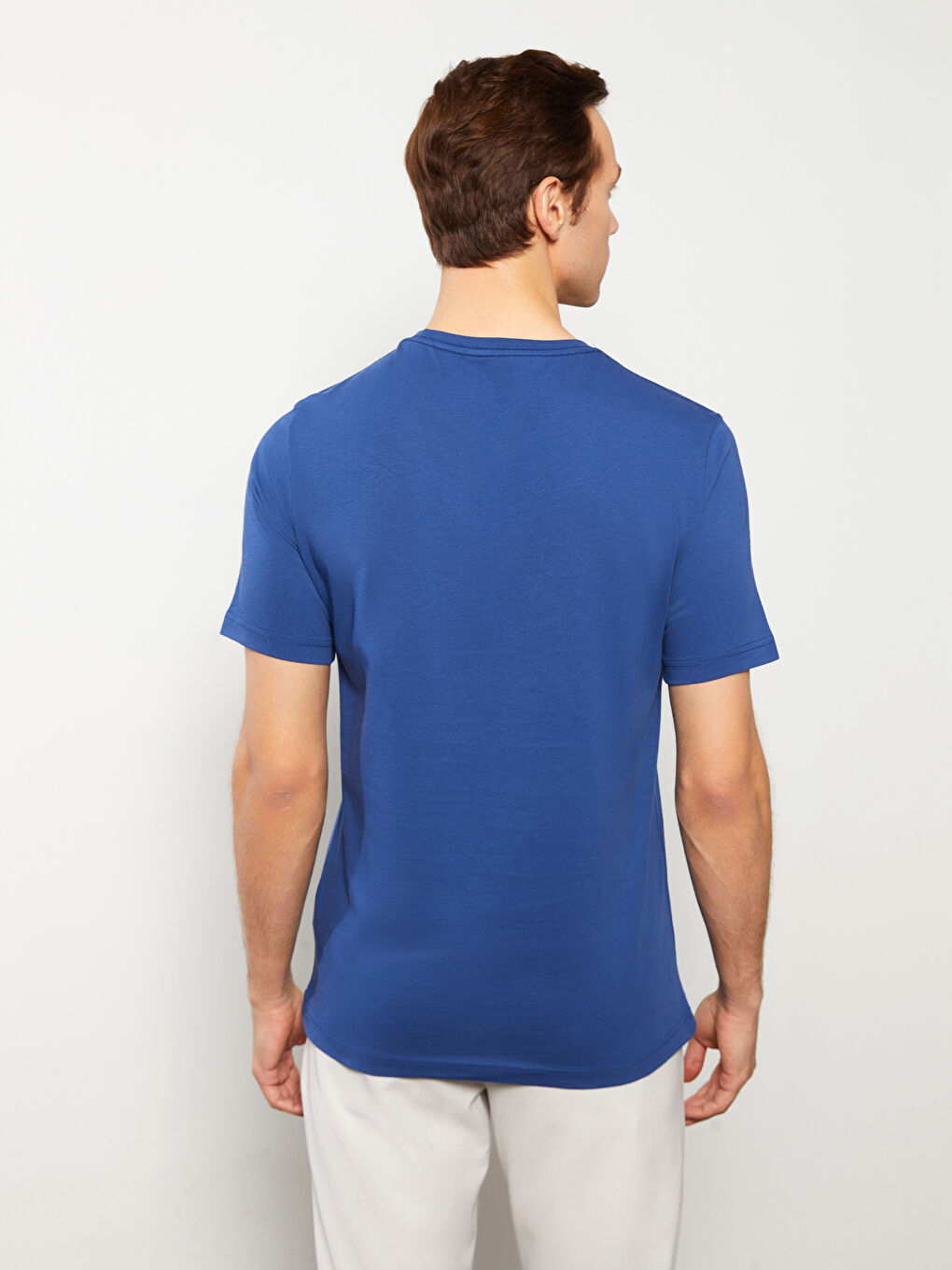 İndigo Bisiklet Yaka Penye Erkek Tişört-4