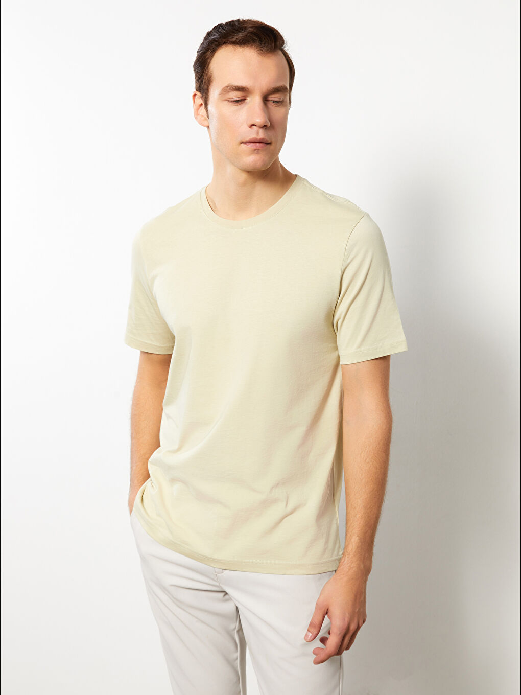 Tricou pentru Bărbați din Jerseu cu Guler Rotund-1