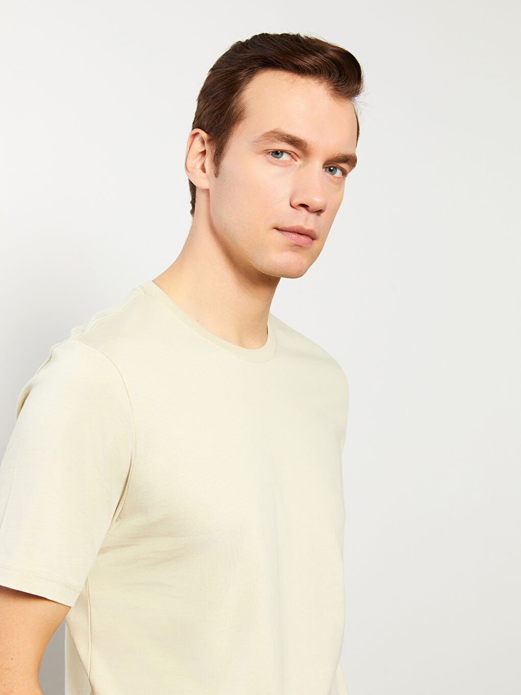 Tricou pentru Bărbați din Jerseu cu Guler Rotund-3