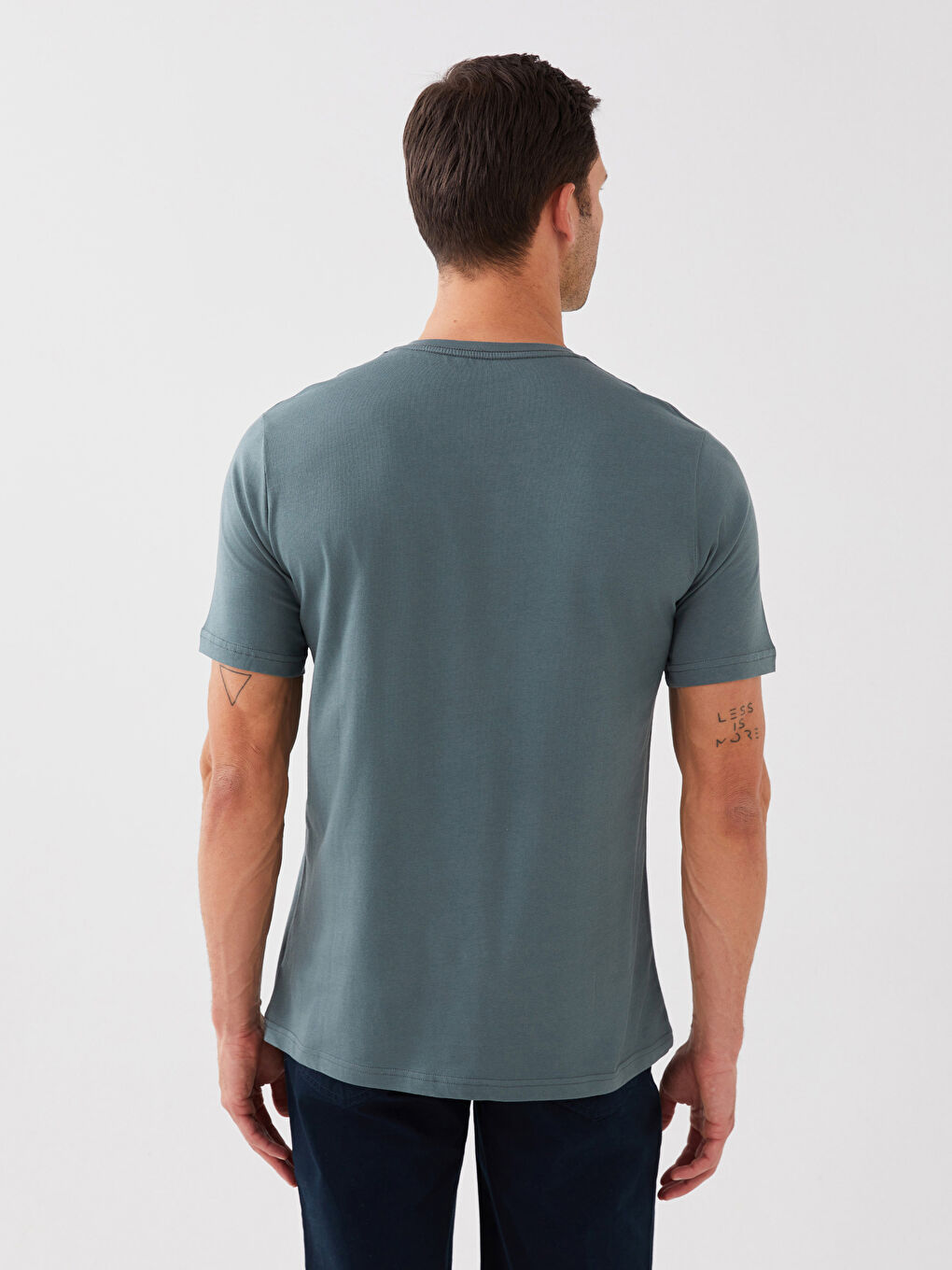 Футболка Мужская с V-образным вырезом и коротким рукавом из базового чесаного хлопка-4