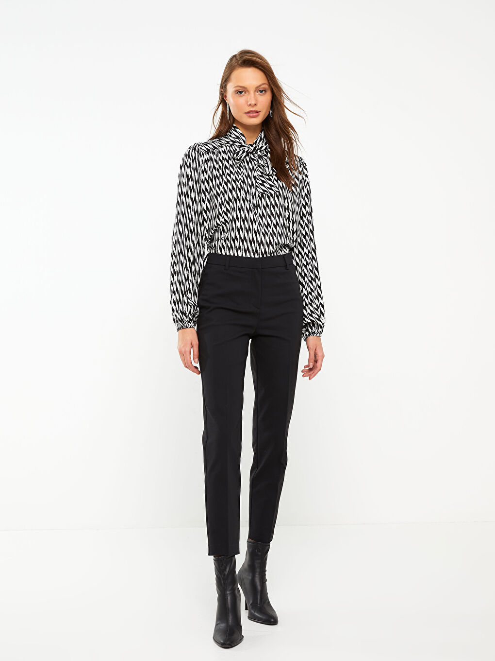 Siyah Kadın Cigarette Düz Pantolon-1