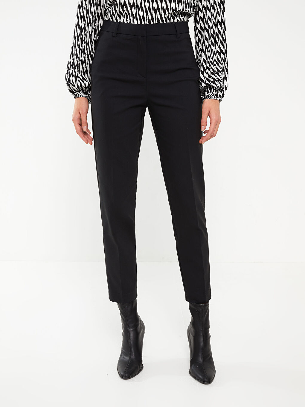 Siyah Kadın Cigarette Düz Pantolon-2
