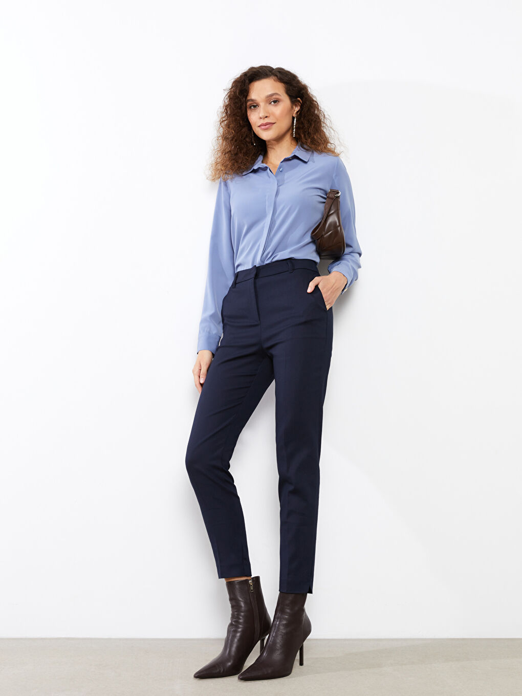 Women's Cigarette Plain Trousers-1