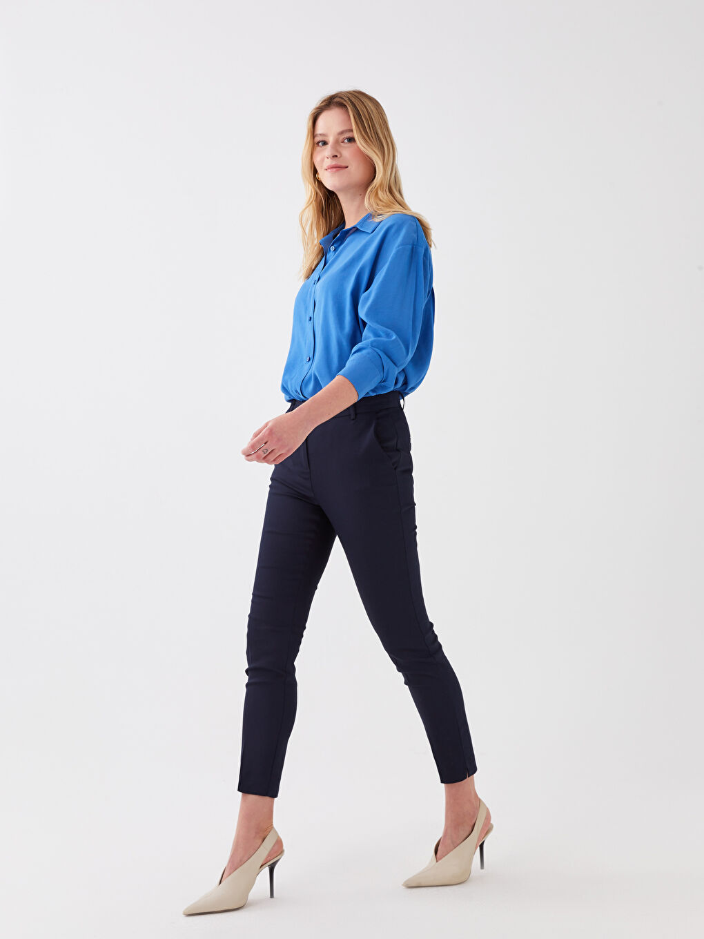 Women's Cigarette Plain Trousers-2