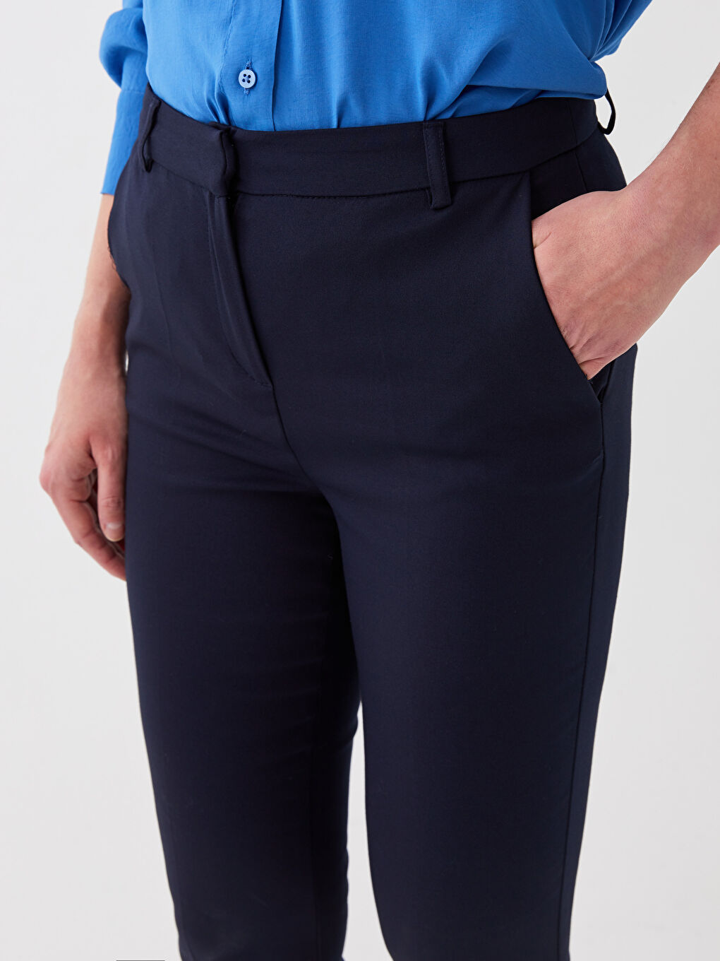 Women's Cigarette Plain Trousers-4