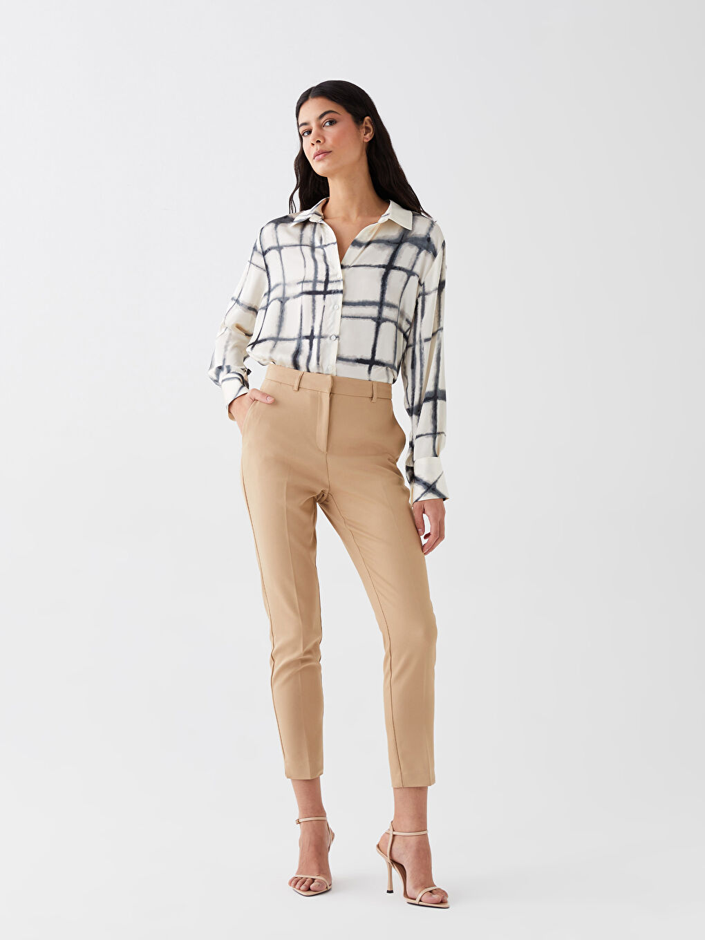 Women's Cigarette Plain Trousers-1
