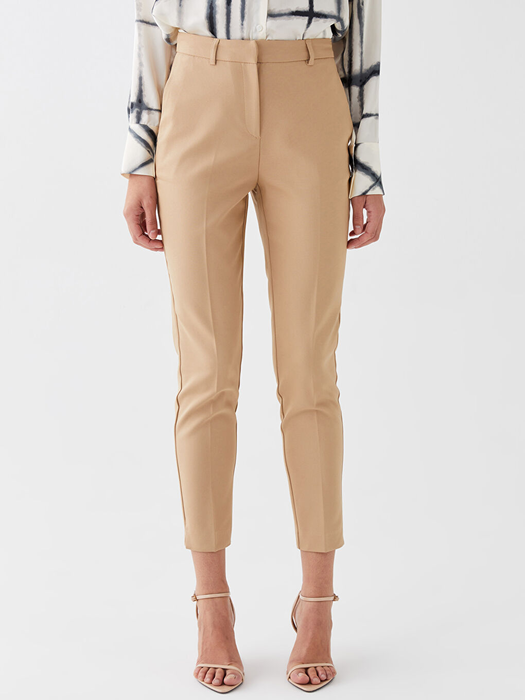 Women's Cigarette Plain Trousers-3