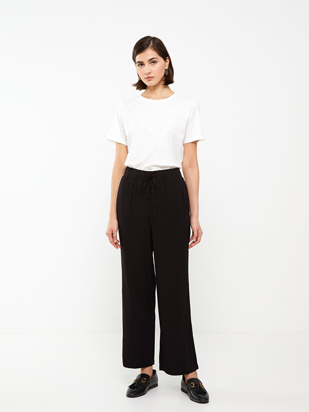 LC Waikiki Široke Jednostavne Keper Ženske Pantalone -S30138Z8-CVL