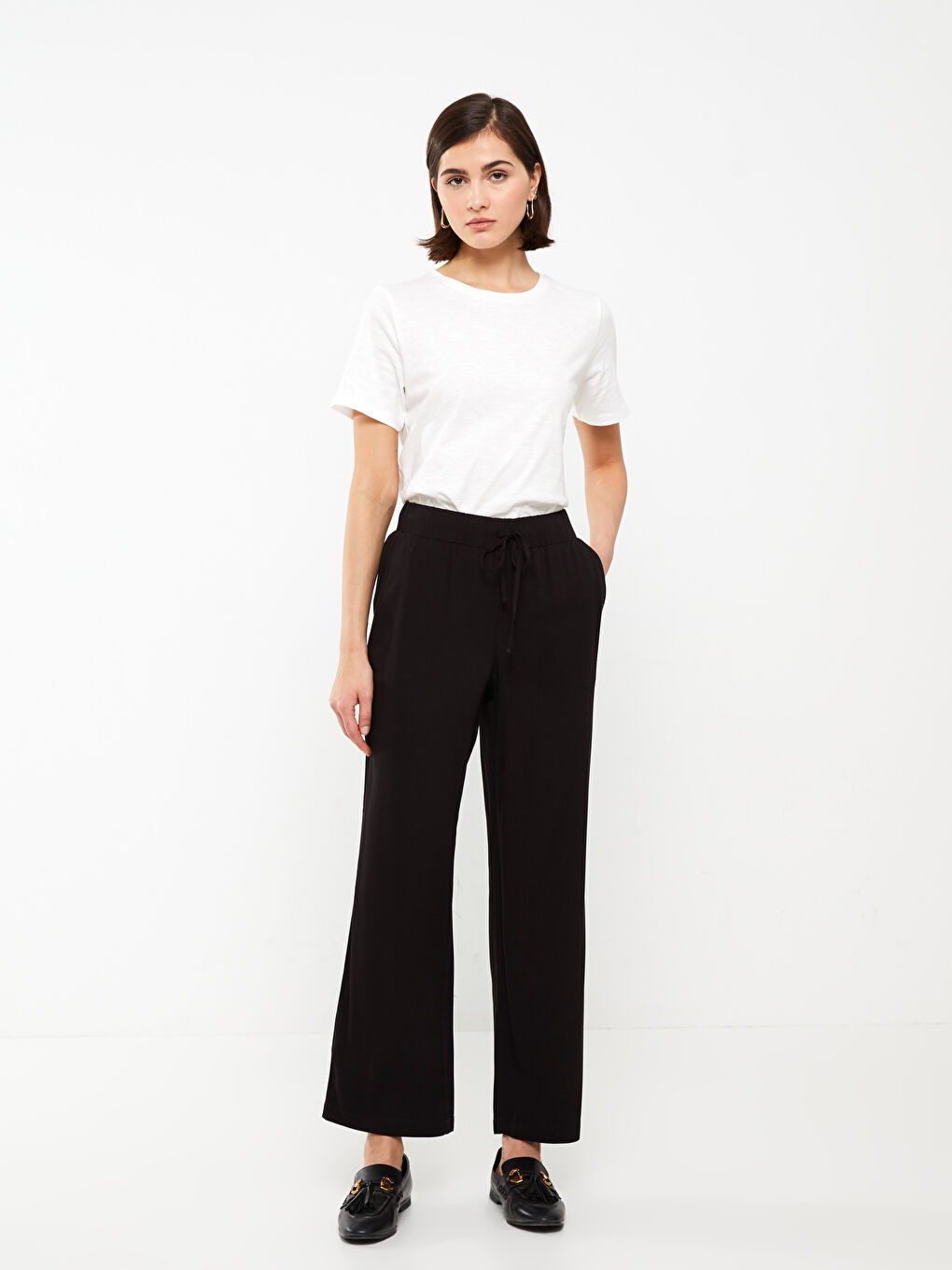 LC Waikiki Široke Jednostavne Keper Ženske Pantalone -S30138Z8-CVL