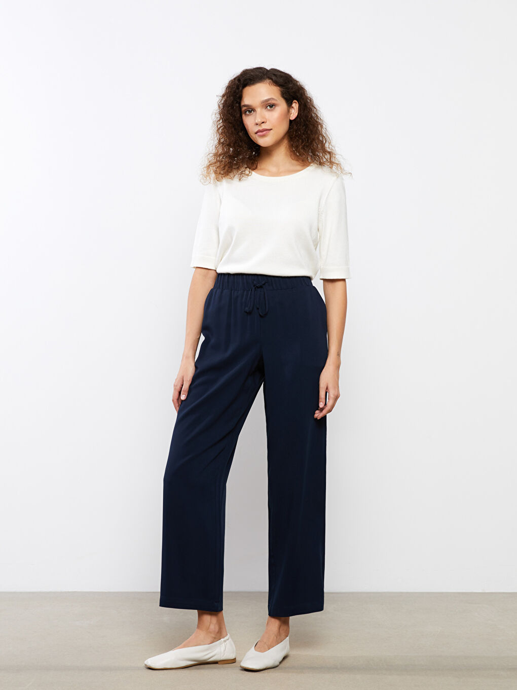 Loose Fit Plain Twill Women's Trousers -S30138Z8-E1J