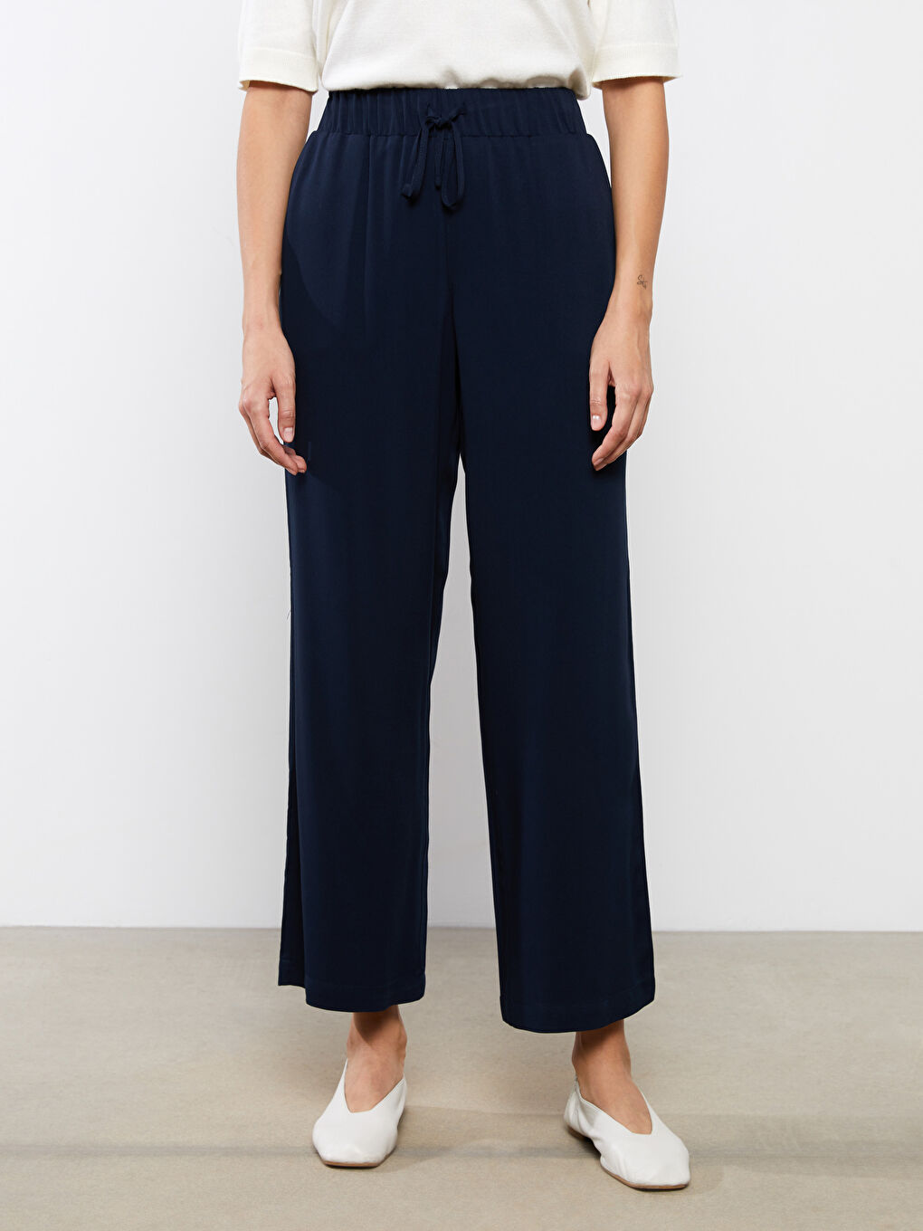 Loose Fit Plain Twill Women's Trousers -S30138Z8-E1J