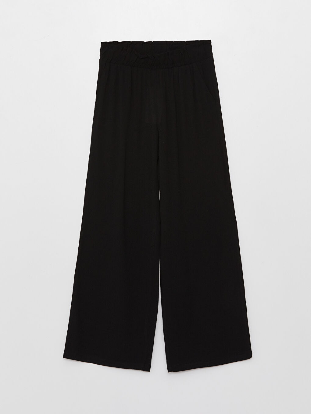 Elastic Waist Comfortable Fit Straight Crinkled Women's Trousers-9