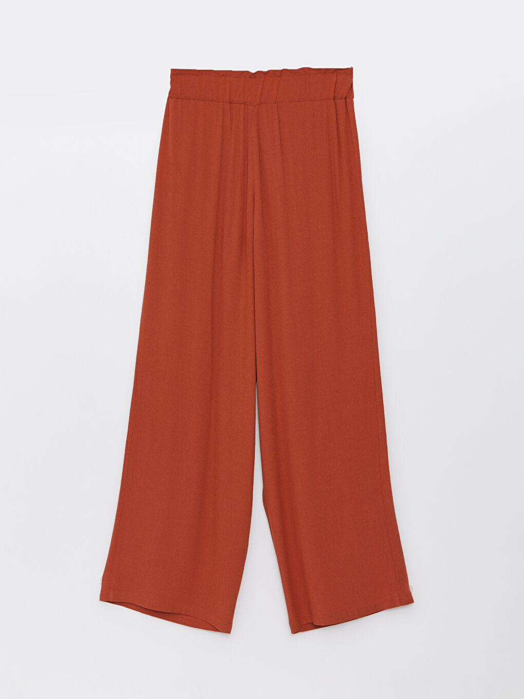 Elastic Waist Comfortable Fit Straight Crinkled Women's Trousers-6