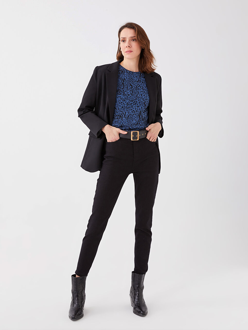 Slim Fit Pocket Detailed Gabardine Women Trousers -S30140Z8-CVL