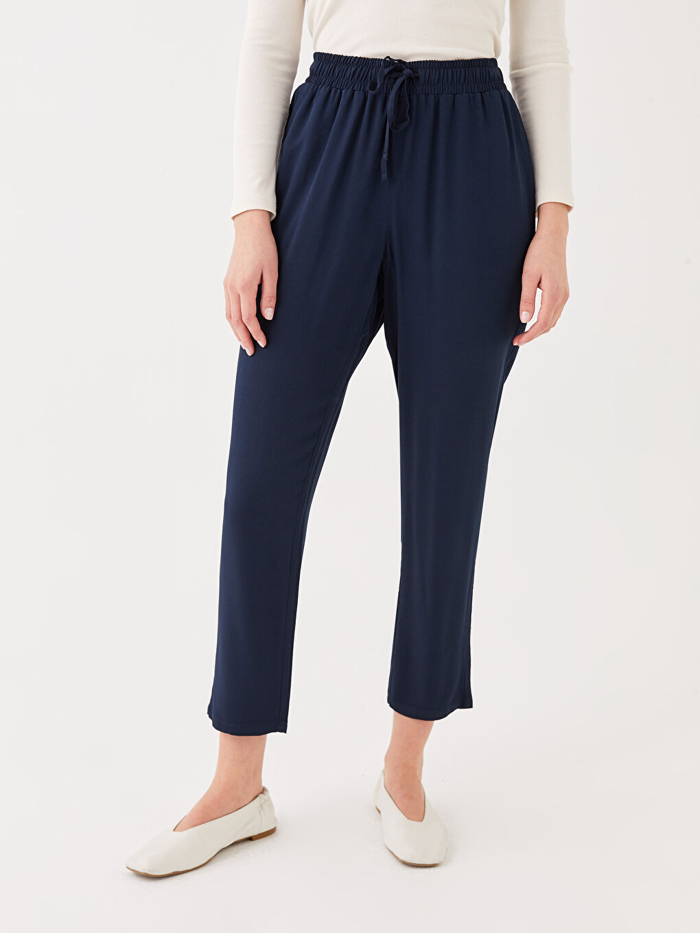Carrot Cut Straight Gabardine Women's Trousers -S30141Z8-E1J