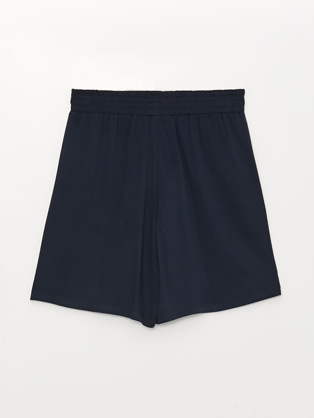 Lacivert Beli Lastikli Rahat Kalıp Kadın Şort-6