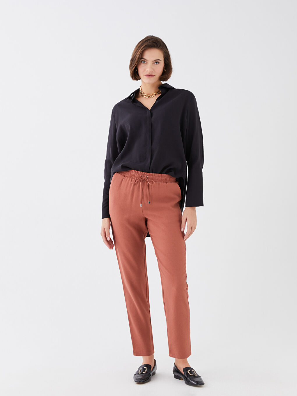 بنطلون كاروت فيت بخصر مرن للسيدات-1