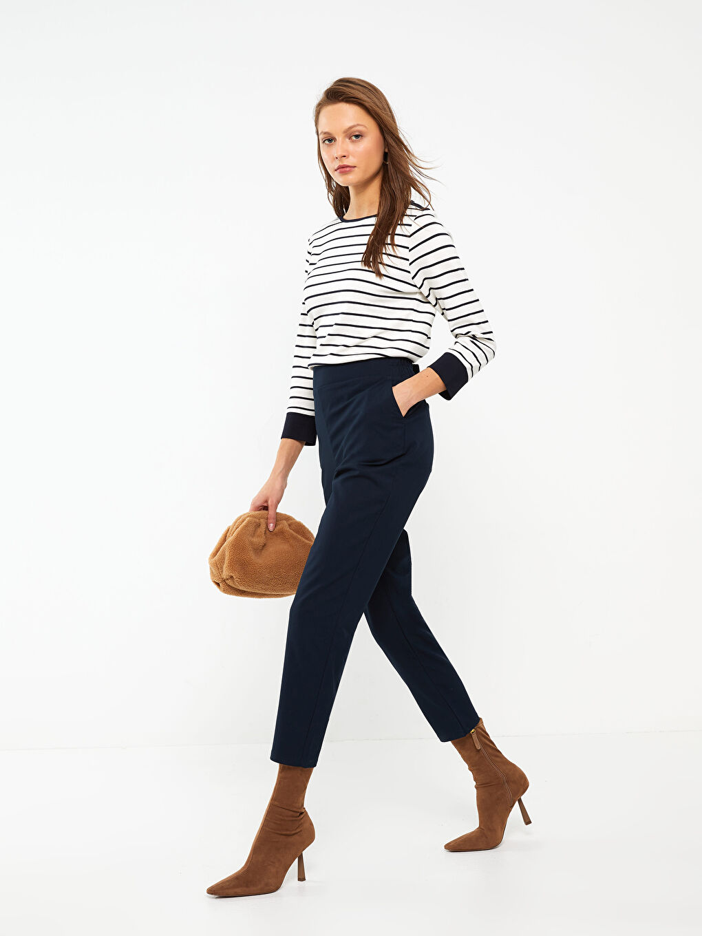 Pantaloni Simpli cu Croială Carrot pentru Femei